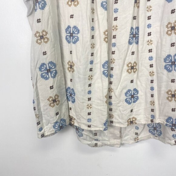 Torrid Linen Blend Embroidered Floral Flutter Sleeve Top - Picture 12 of 13